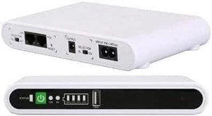 منبع تغذیه پشتیبان باتری مینی DC UPS با ظرفیت 10000mAh برای وای فای، مودم روتر، دوربین مداربسته، با توان خروجی 17 وات، خروجی USB 5V 1A DC 9V/12V/1A POE 15V/24V 0.6A - سفید