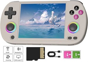 کنسول بازی دستی رترو ANBERNIC RG40XX H، صفحه نمایش 4.0 اینچی IPS، سیستم لینوکس، کارت TF 64G داخلی با 5488 بازی، پشتیبانی از خروجی HDMI TV، وای فای 5G بلوتوث 4.2، خاکستری | RG40XX H