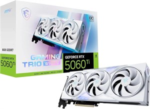 کارت گرافیک MSI Gaming RTX 5060 Ti 8G Gaming Trio OC White (8GB GDDR7, 128-bit, عملکرد فوق العاده: 2662 مگاهرتز، DisplayPort x3 2.1a, HDMI 2.1b, معماری NVIDIA Blackwell)