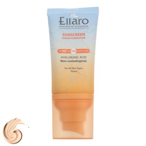 کرم ضد آفتاب رنگی صورت الارو SPF 50 مدل Hyaluronic acid محافظ در برابر اشعه UVA و UVB مناسب برای انواع پوست حجم 40 میلی لیتر