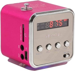 اسپیکر کوچک قابل حمل Yoidesu TD-V26، پخش کننده موسیقی، رادیو FM، با باتری و صفحه نمایش دیجیتال کوچک، پخش کننده موسیقی برای کامپیوتر و تلفن همراه، پشتیبانی از کارت TF و دیسک U (صورتی)