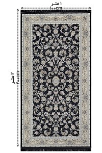 کناره 1متر در 2متر 1200 عظیم زاده کاشان نقشه افشان طوبی سرمه ای اکریلیک