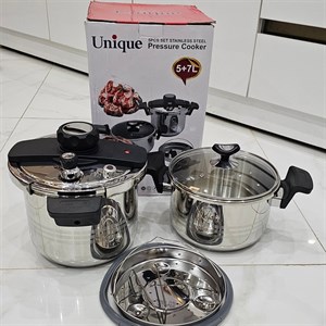 زودپز دوقلو یونیک 5 و7 لیتر حک شده کف زودپز حک شده با واشر اضافه اورجینال کیفیت فوق العاده 