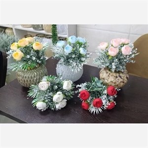 بوته مصنوعی جنگلی 5 گل یخی