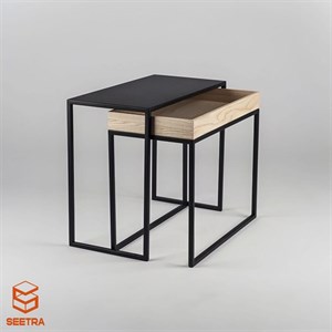 میز عسلی چوبی فلزی دوتایی مدل MA02