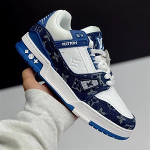 لویی ویتون ترینر سفید آبی  Louis Vuitton Trainer White Blue