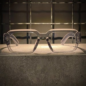 عینک CHROME HEARTS فریم کائوچویی دودی / شیشه بلوکات سفید کد CH8232