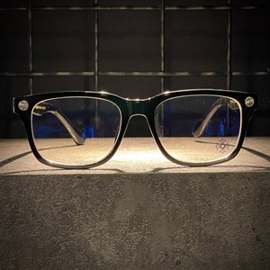 عینک CHROME HEARTS فریم کائوچویی مشکی سیلور / شیشه بلوکات سفید کد 6101