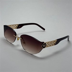 عینک آفتابی فیلیپ پلین Philip Plein مدل Luxury Shield فریم لس قهوه ای - لنز UV400