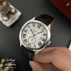 ساعت مچی مردانه کارتیه درایو صفحه نقرهای بند چرمی Cartier Drive de Cartier Silver Dial Automatic