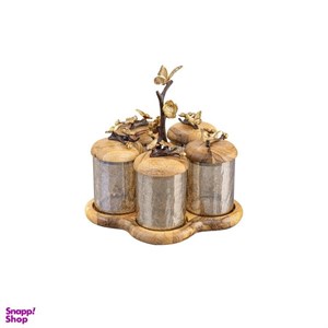 ست جا ادویه 5 پارچه گلدکیش طرح باترفلای مدل GK829823 به همراه استند