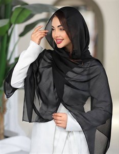 شال مشکی حریر ساده