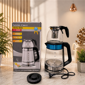 چای ساز روهمی بدنه پیرکس سیلور کرست (وارداتی)  1800 وات با قوری 1 لیتری