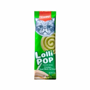 تشویقی آبنبات گربه ونپی با طعم مرغ و علف گربه و شیر بز 14 گرمی