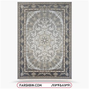 فرش 1200 شانه کلاسیک طلاکوب طرح تندیس نقره ای