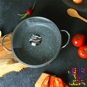 تابه گرانیتی جلامبین سایز 26 درب پیرکس