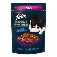 پوچ گربه فلیکس با طعم اردک دودی در سس Felix Meat Slices Duck in Sauce وزن 75 گرم