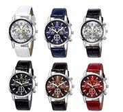 Yunanwa 6 Pack Men's Leather Quartz Watch Geneva Boys Casual Dress Wrist Band Watches Wholesale Lots Set
