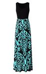 Zattcas Womens Summer Contrast Sleeveless Tank Top Floral Print Maxi Dress