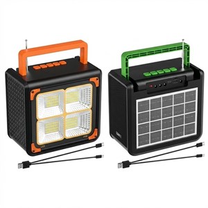 اسپیکر قابل حمل شارژ خورشیدی مدل LP V96 با پاوربانک و پروژکتور LED