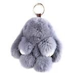 YISEVEN Stuffed Bunny Keychain Toy - Soft and Fuzzy Large Stitch Plush Rabbit Fur Key Chain - Cute Fluffy Bunnies Floppy Furry Animal Doll Gift for Girl Women Purse Bag Car Charm - Light Gray