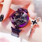 YUWJ Women's Watch,Fashion Analogue Quartz Watches Magnetic Mesh Band Starry Sky Dial Simulated Diamond Wrist Girl/Women Waterproof As A Present,Purple 