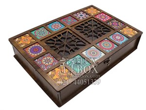 جعبه چوبی منبت کاری بزرگ