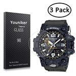 Youniker 3 Pack for Casio GWG-1000 Screen Protector Tempered Glass for Casio Men's G Shock GWG1000 Watch Screen Protector Foils Glass 9H Hardness 0.3MM Slim Anti-Scratch Anti-Fingerprint Bubble Free