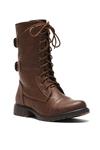 Herstyle Florence2 Women's Military Ankle Lace Up Buckle Combat Boots Mid Knee Booties