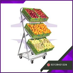 ست استند میوه و سبزیجات چرخدار با 8 سبد هر طبقه 2 سبد