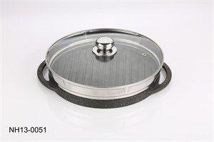 تابه گریل چدنی سنگین گرد با درب مدل NH13-0051