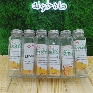 ست شیشه ادویه سایز 1 با استند شیشه مکارتی همراه استند