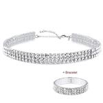 Zealmer Daycindy 3 Rows Clear Rhinestone Choker Necklace for Women