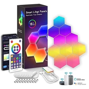 پنل  LED هوشمند، ال ای دی 6ضلعی کندویی، مدل 8 تیکه ، چراغ دیواری RGB گیمینگ هوشمند با ریموت و اپلیکیشن | نورپردازی مدرن و هوشمند برای خانه و اتاق گیمینگ