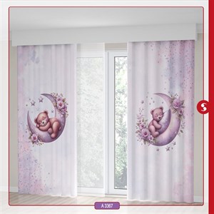 پرده پانچی اتاق کودک برند مینوریا طرح تدی کد p-495