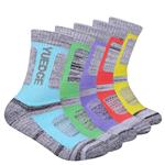 YUEDGE 5 Pairs Women's Wicking Cushion Crew Multi Performance Outdoor Hiking Socks