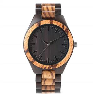 Zebra Wood Watch, Natural Tree Stripes Bracelet Men Full Wooden Quartz Wristwatch, Bamboo Wristwatch Bracelet - JLYSHOP Wooden Watch 