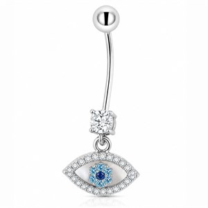 پیرسینگ ناف نقره چشم نظر زنانه کد ITL-809