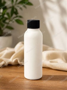 بطری پلی اتیلن ۱۲۰ سی سی سفید با درب آب بند دهانه ۲۴ _ عمده