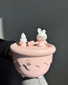 بخور سرد فانتزی چراغ‌دار طرح خرگوش و شمع 300ML شارژ USB