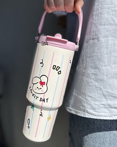 تراول ماگ و تامبلر فانتزی Happy day| بدنه استیل دوجه دار ضد زنگ
