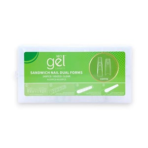قالب کاشت ناخن ساندویچی نئو ژل اکسپرت NEO gel EXPERT فرم کافین (گلدانی) | دوال فرم ۲۴۰ عددی شفاف در ۱۵ سایز