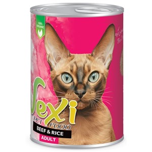 کنسرو غذای گربه بالغ وکسی با طعم گوشت و برنج Vexi Cat adult With Lamb وزن 400 گرم