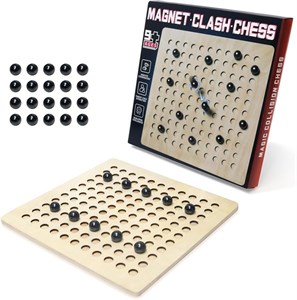 بازی فکری مگنت چس (Magnet Chess) مدل شطرنج آهنربایی 20 مهره صفحه چوبی