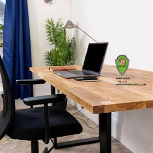 میز تحریر کد 8 پارس وود | میز مطالعه چوب راش فینگر جوینت با پایه فلزی