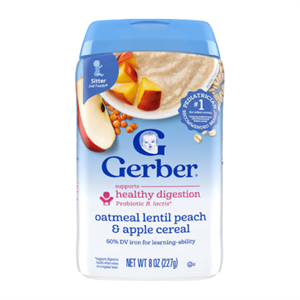 غذای کمکی جو دوسر هلو، سیب و دال عدس گربر Gerber از ۶ ماهگی 227 گرم