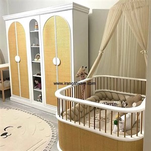 سرویس خواب کودک کمد 4 درب حصیری و تخت کودک نوجوان حصیری