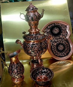 سماور مسی الماس تراش ۵ تیکه