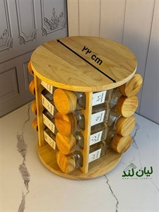 پک کامل استند چوبی 16 تایی گردان رابروود16 عدد شیشه مک کارتی با درب چوبی16 عدد لیبل (چاپ سفارشی با هر اسمی که شما خواسته باشید)16 عدد سری نمک پاش