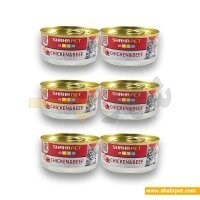 کنسرو گربه شهرپت نچرال مرغ و گوشت 120 گرم بسته 6 عددی